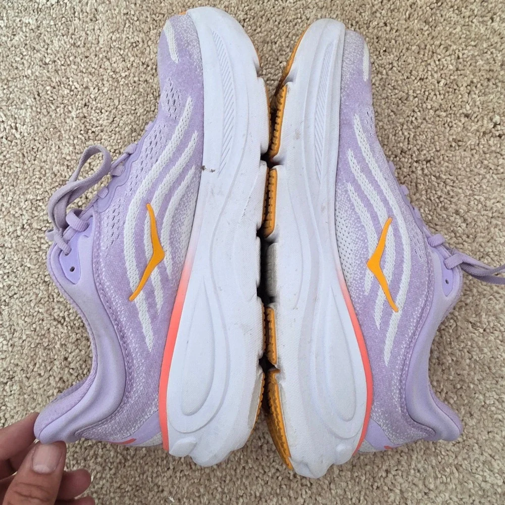 HOKA Bondi 9 Womens Running Shoes Purple Lavender Orange 1162012 AGH Size 9B